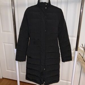Talbots petite M Black 70% Down Long reversible Parka Black Heavy Warm